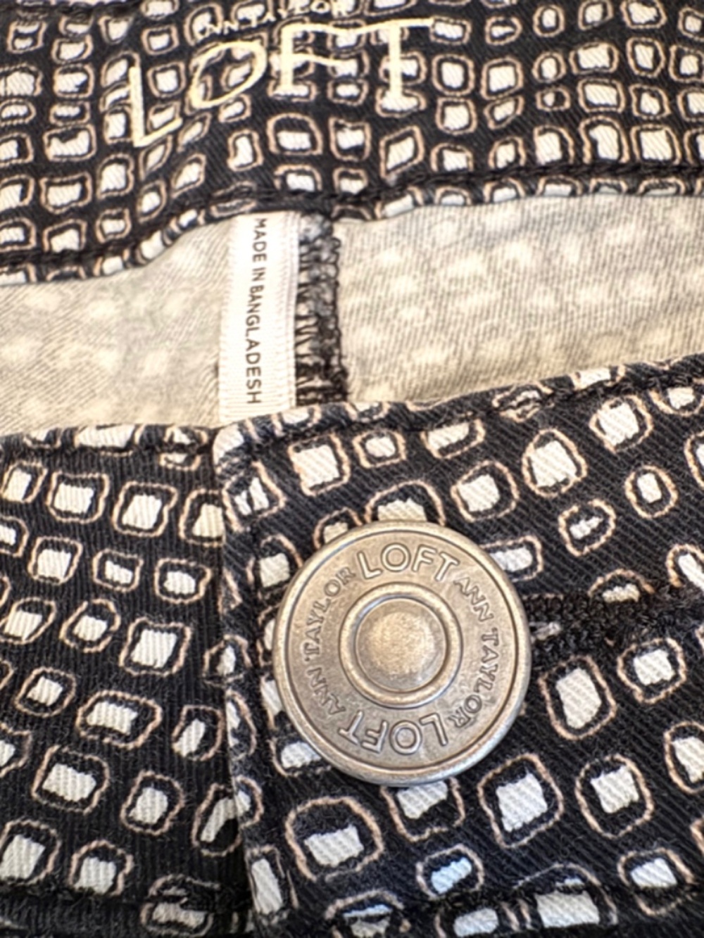 Loft black and white squares pattern curvy skinny pants size 8 | 29" - Picture 6 of 11